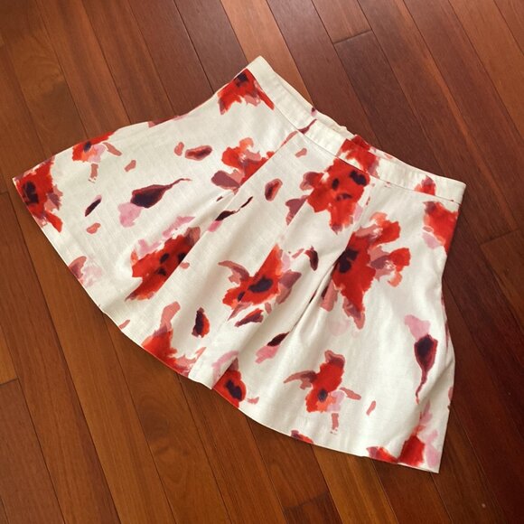 Kenar Watercolor pleated Floral linen Skirt size 12 - Picture 3 of 7